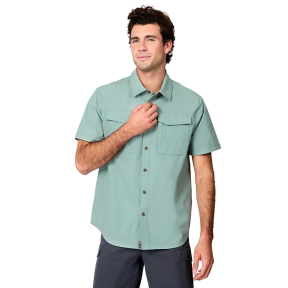 Free Country Men's Sedona Rip-Stop Short Sleeve Explorer Shirt Basil S