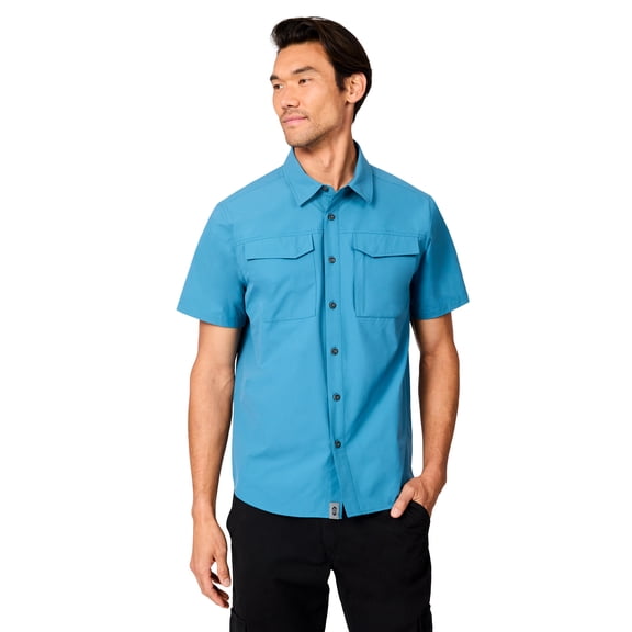 Free Country Men's Sedona Rip-Stop Short Sleeve Explorer Shirt Marine S