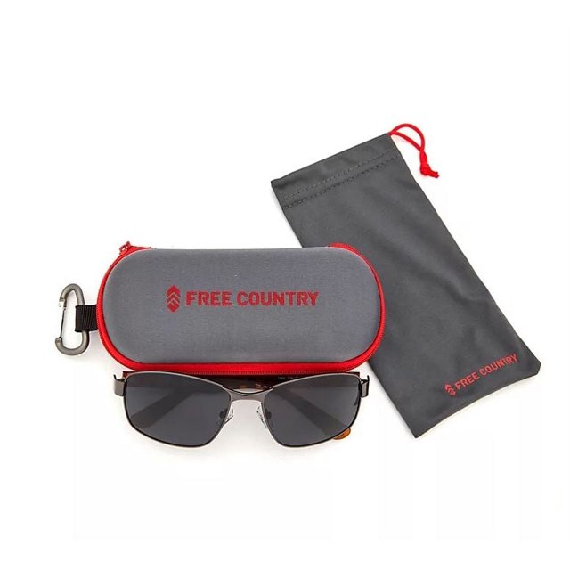 Free Country Men's Sunglasses with Microfiber Bag and Zippered Case