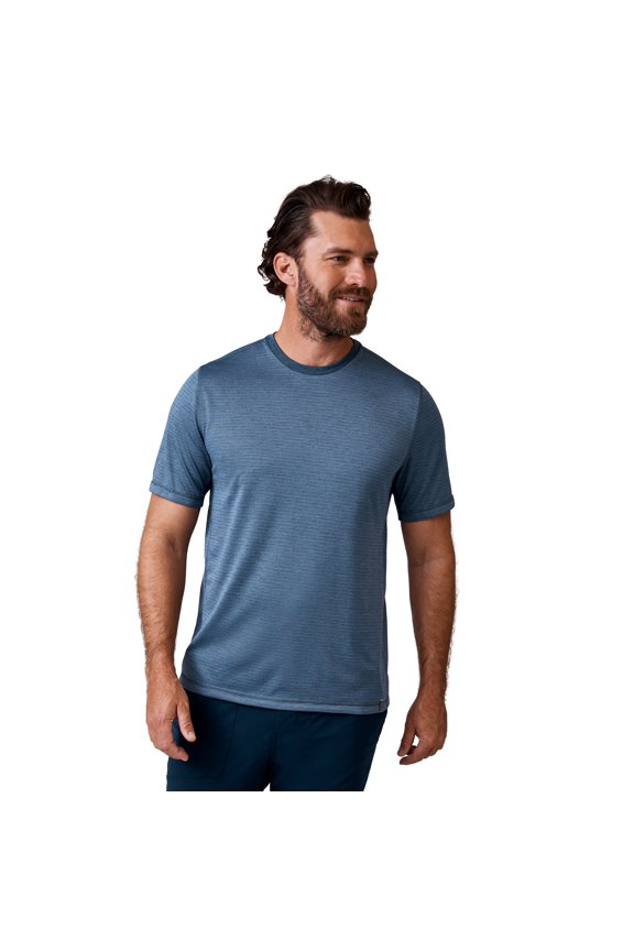 Men's Tech Jacquard Short Sleeve Crew Neck T-Shirt Compass Blue L