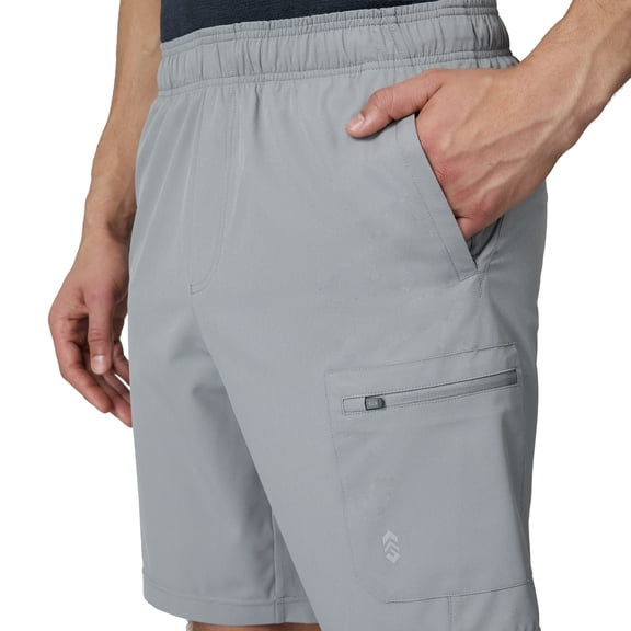 Free Country Athletic Men's Gym Workout Shorts Quick Dry with Pockets Running Stretch Tennis Basketball Shorts for Mens-Tech Stretch Short II-Iron-Size XL