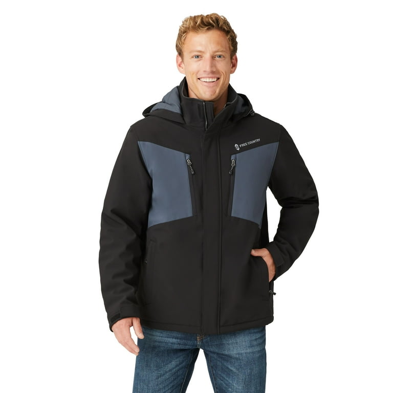 Free Country Men s Thermo Softshell Mid Weight Jacket Black XL