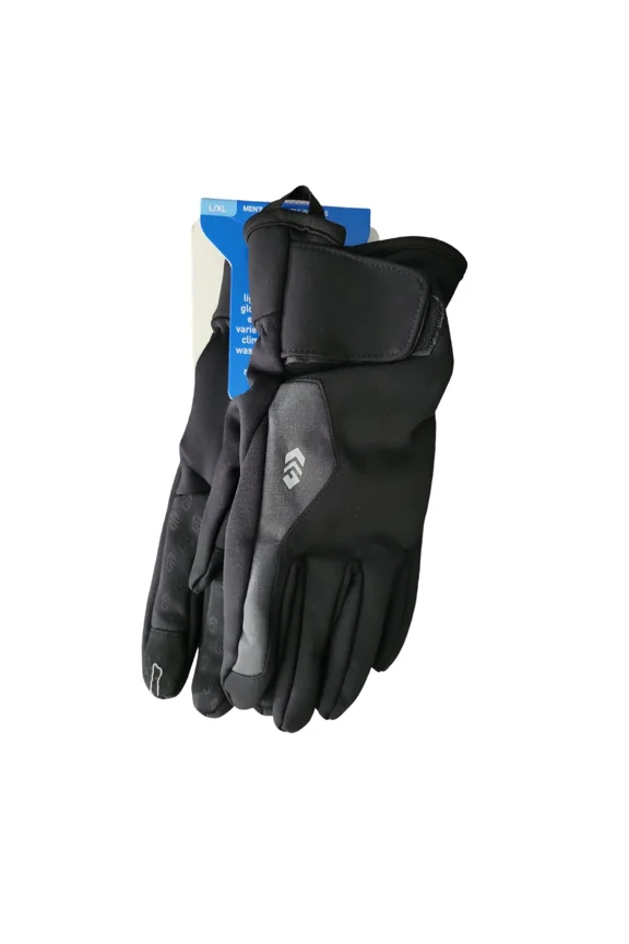 Men's Touchscreen Compatible Insulated Warm Softshell Glove (Black, S/M)
