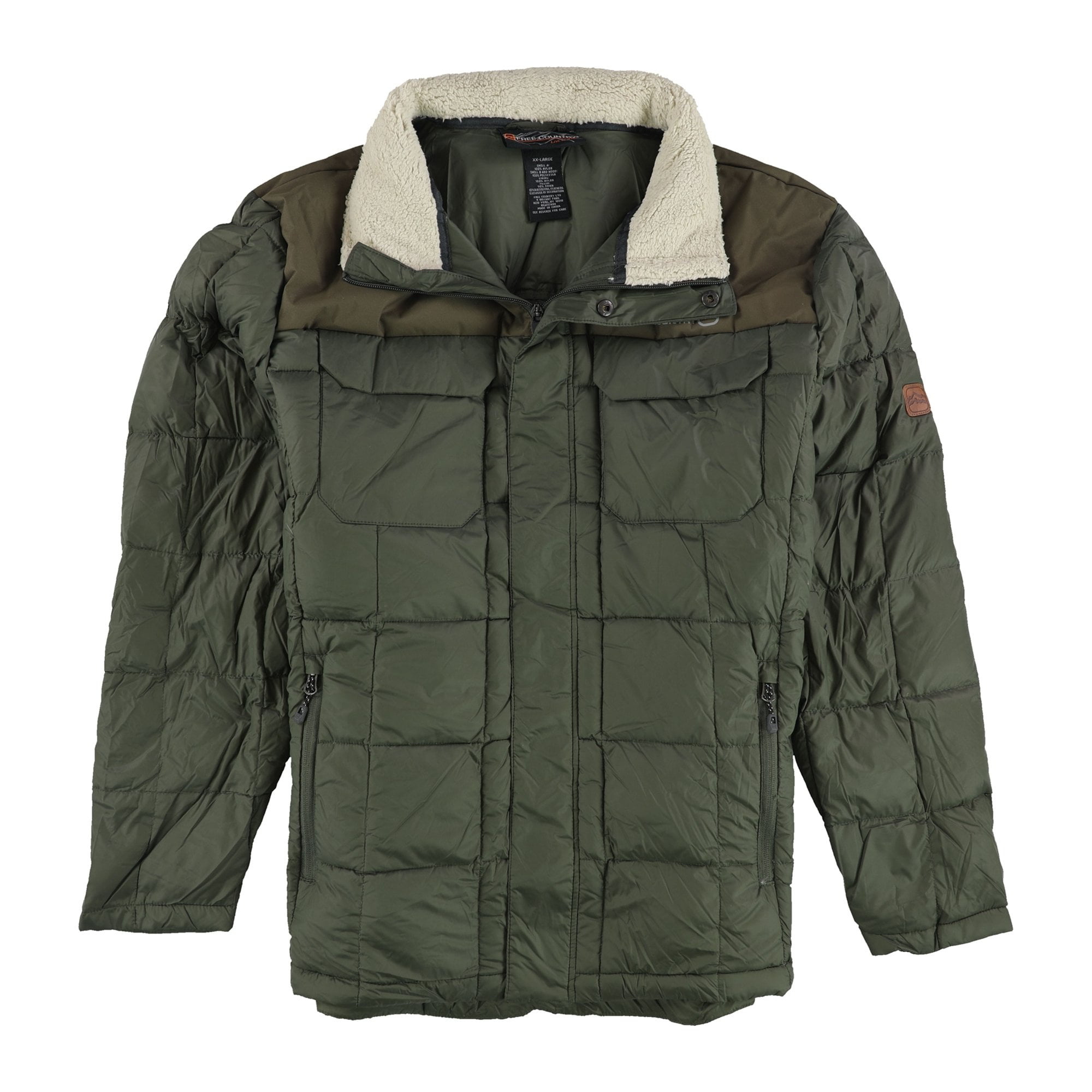 Free Country Mens Down Puffer Jacket, Green, XX-Large