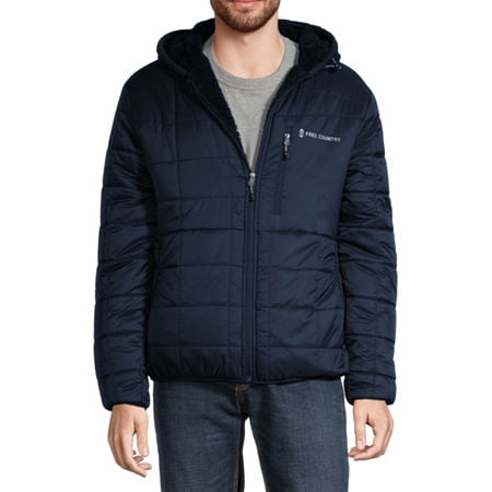 Free Country Mens Hooded Water Resistant Midweight Puffer Jacket X large Blue