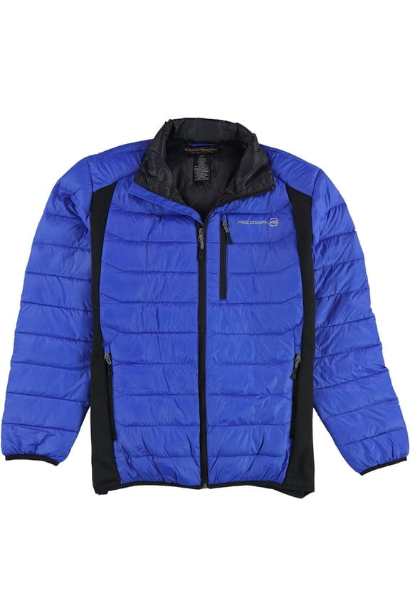 Mens Tech-Panel Down Puffer Jacket, Blue, Large