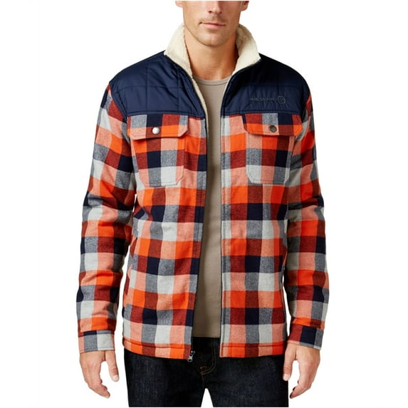 Free Country Mens Woodsman Sherpa Shirt Jacket, Orange, Large