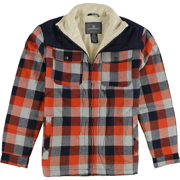 Free Country Mens Woodsman Sherpa Shirt Jacket, Orange, Medium