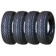 Free Country New Premium Trailer Tires ST225/75D15 Bias Deep Tread - 11022, Set 4