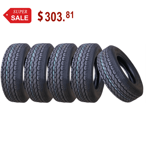 Free Country New Trailer Tire ST205/75D15 2057515 15" F78-15 Bias 6PR 11021, Set 5