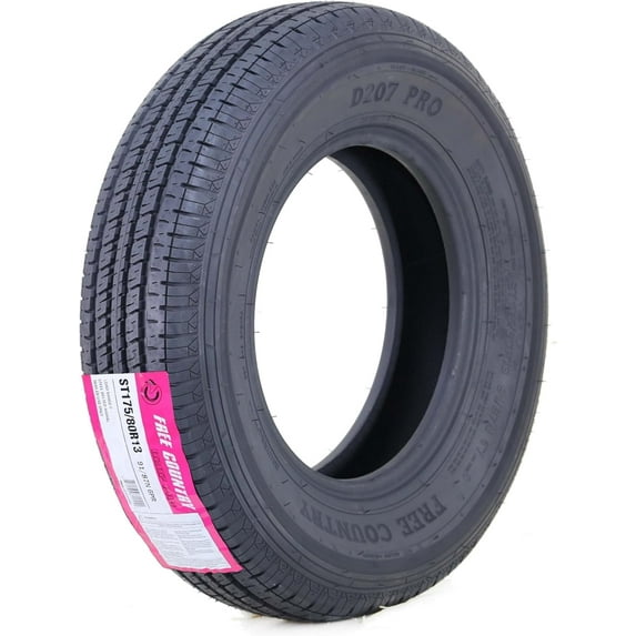 Free Country Premium Trailer Tire ST175 80R13 Radial 6PR Load Range C w/Scuff Guard, Set One