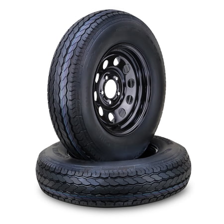 Free Country Trailer Tire Wheel Assembly ST175/80D13 6-Ply C 91L 5 Lug on 4.5" PCD Black Mod Rim ,SET 2