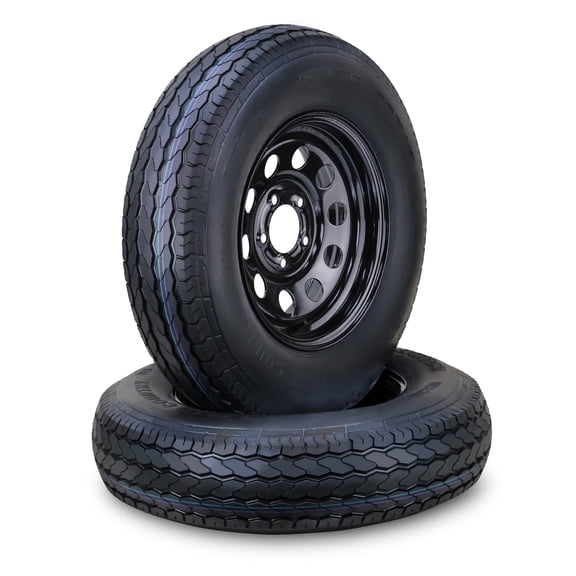 Free Country Trailer Tire Wheel Assembly ST175/80D13 6-Ply C 91L 5 Lug on 4.5" PCD Black Mod Rim ,SET 2