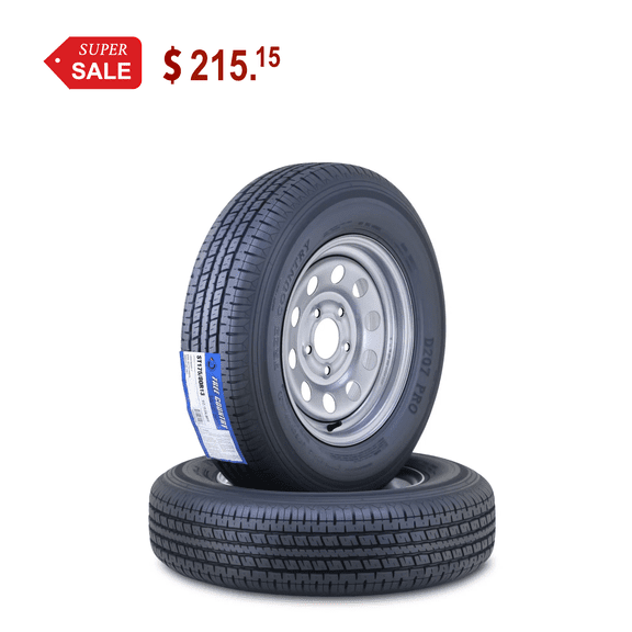 Free Country Trailer Tire Wheel Assembly ST175/80R13 8-Ply D 97M 5 Lug on 4.5" PCD Silver Mod Rim ,SET 2