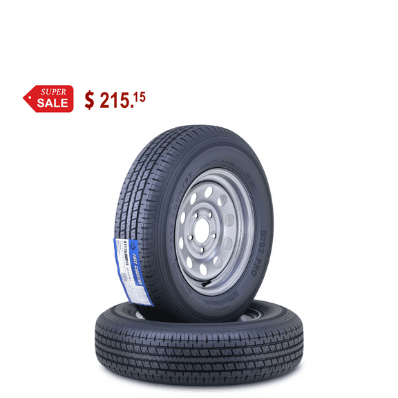 Free Country Trailer Tire Wheel Assembly ST175/80R13 8-Ply D 97M 5 Lug on 4.5" PCD Silver Mod Rim ,SET 2