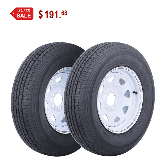 Free Country Trailer Tire Wheel Assembly ST185/80R13 6-Ply C 94N 5 Lug on 4.5" PCD White Spoke Rim ,SET 2