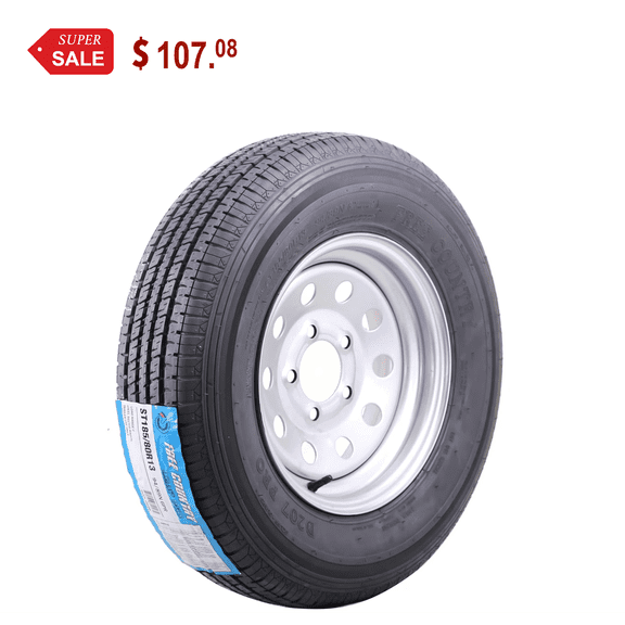 Free Country Trailer Tire Wheel Assembly ST185/80R13 6-Ply C 94N 5 Lug on 4.5" PCDSilver Mod Rim