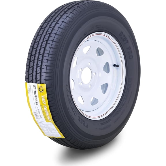 Free Country Trailer Tire Wheel Assembly ST185/80R13 8-Ply D 99N 5 Lug on 4.5" PCD White Spoke Rim