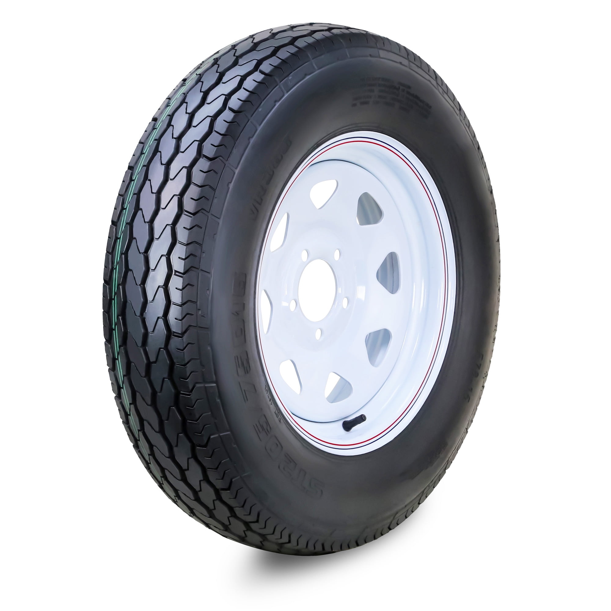 Free Country Trailer Tire Wheel Assembly ST205/75D15 6-Ply C 101L 5 Lug on 4.5" PCD White Spoke Rim