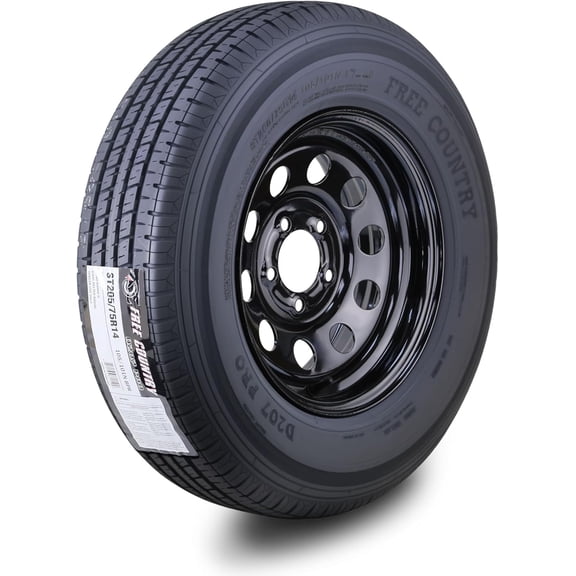 Free Country Trailer Tire Wheel Assembly ST205/75R14 8-Ply D 105N 5 Lug on 4.5" PCD Black Mod Rim