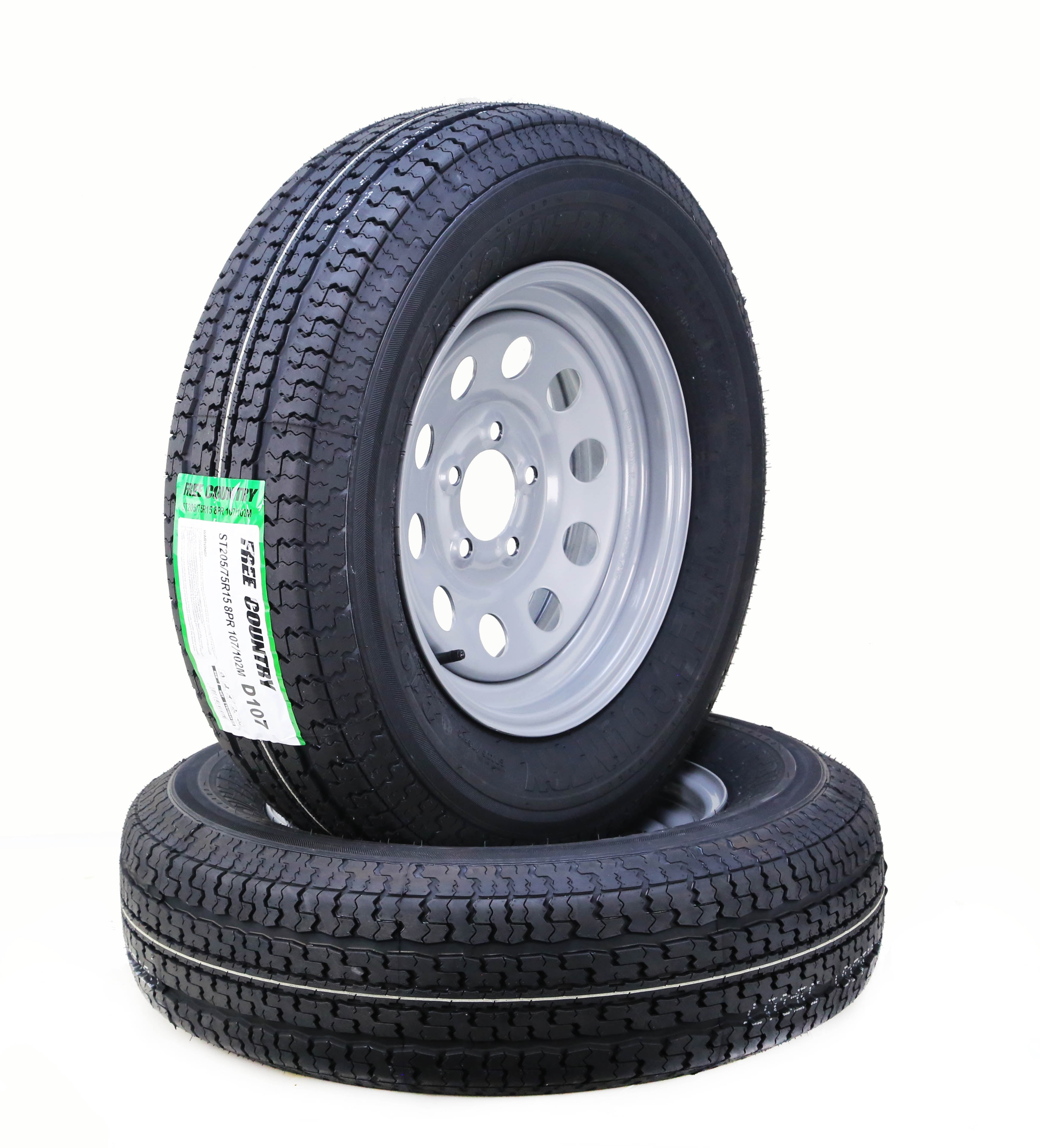 Free Country Trailer Tire Wheel Assembly ST205/75R15 8-Ply D 107M 5 Lug ...