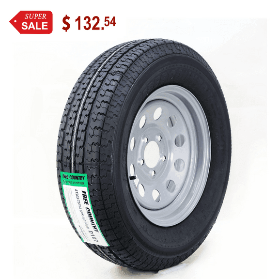Free Country Wheel Assembly ST205/75R15 8-Ply D 107M 5 Lug on 4.5" PCD Silver Mod Rim Trailer Tire