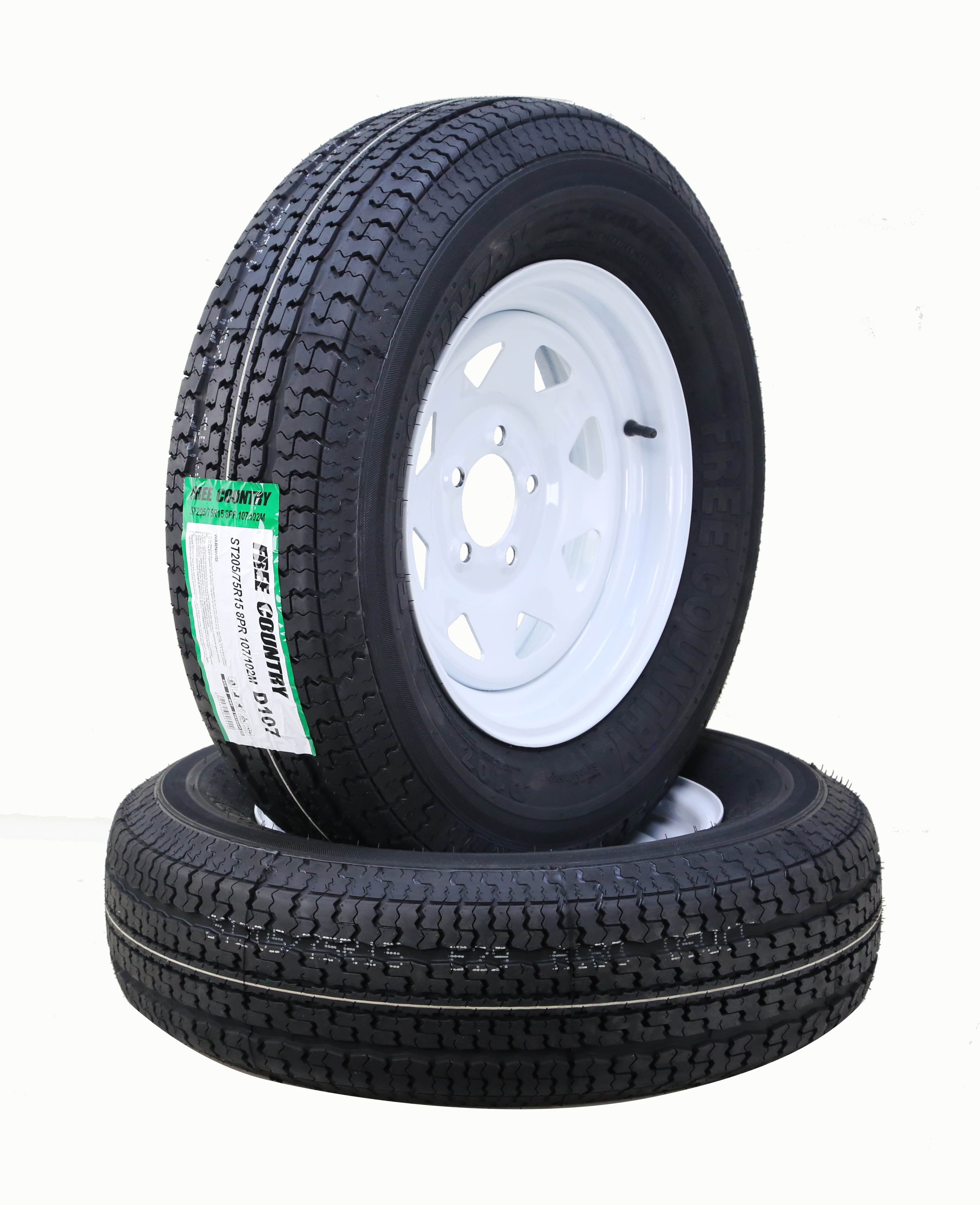 Free Country Trailer Tire Wheel Assembly ST205/75R15 8-Ply D 107M 5 Lug ...