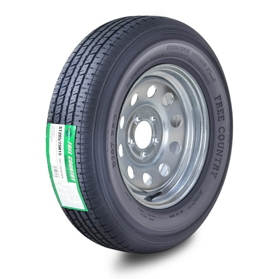 Free Country Trailer Tire Wheel Assembly ST205/75R15 8-Ply D 107N 5 Lug on 4.5" PCD Galvanized Mod Rim