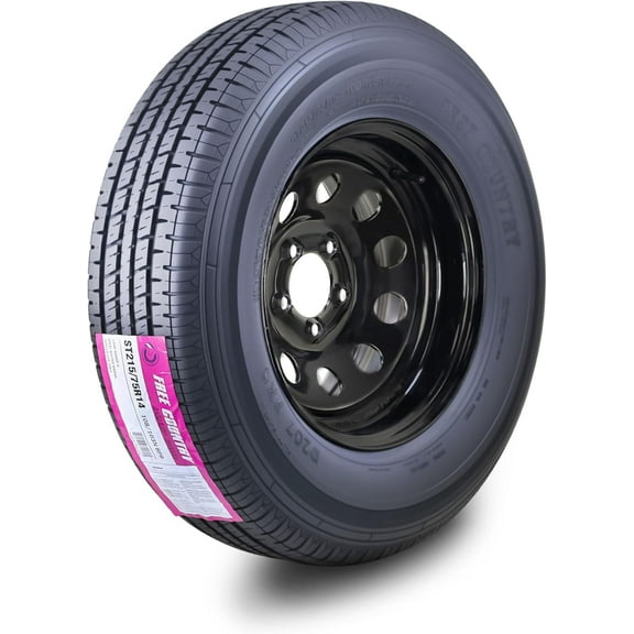 Free Country Trailer Tire Wheel Assembly ST215/75R14 8-Ply D 107N 5 Lug on 4.5" PCD Black Mod Rim