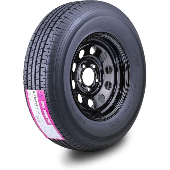 Free Country Trailer Tire Wheel Assembly ST215/75R14 8-Ply D 107N 5 Lug on 4.5" PCD Black Mod Rim