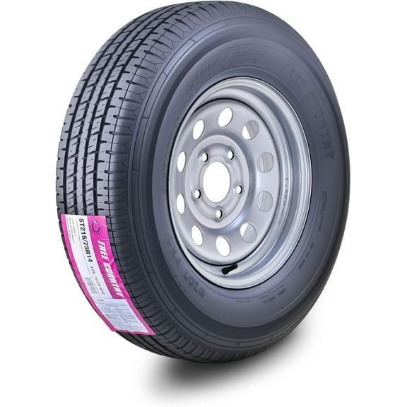 Free Country Wheel Assembly ST215/75R14 8-Ply D 107N 5 Lug on 4.5" PCD Silver Mod Rim Trailer Tire