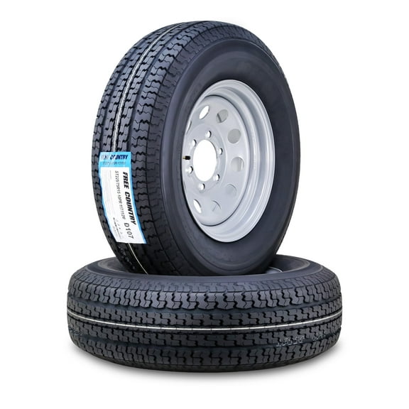 Free Country Trailer Tire Wheel Assembly ST225/75R15 10-Ply E 117M 6 Lug on 5.5" PCD Silver Mod Rim ,SET 2