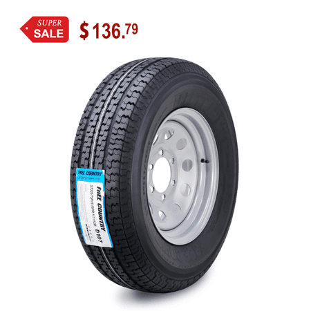 Free Country Trailer Tire Wheel Assembly ST225/75R15 10-Ply E 117M 6 Lug on 5.5" PCD Silver Mod Rim