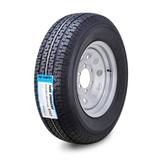 Free Country Trailer Tire Wheel Assembly ST225/75R15 10-Ply E 117M 6 Lug on 5.5" PCD Silver Mod Rim