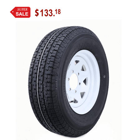 Free Country Trailer Tire Wheel Assembly ST225/75R15 10-Ply E 117M 6 Lug on 5.5" PCD White Spoke Rim