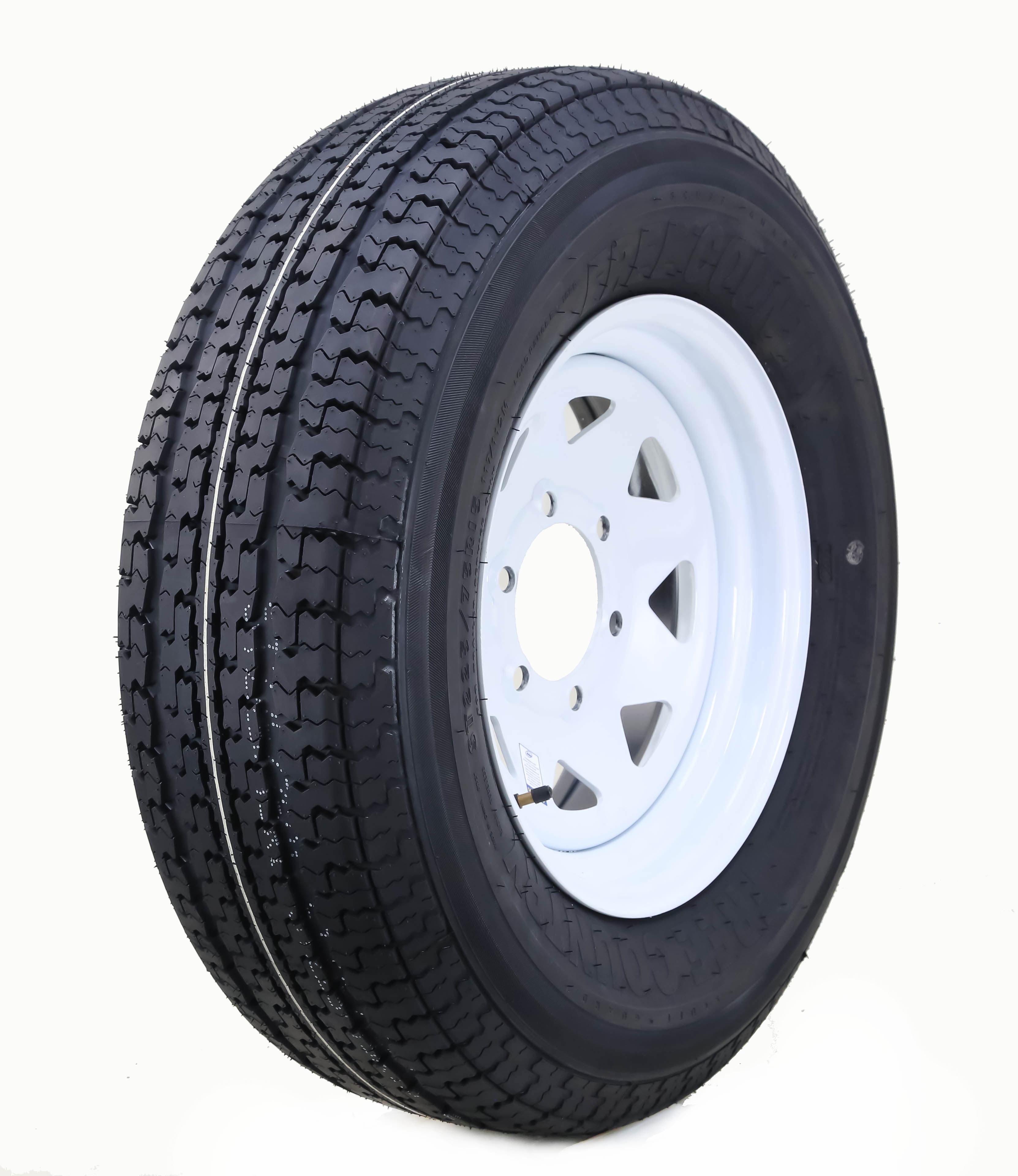 Free Country Trailer Tire Wheel Assembly ST225/75R15 10-Ply E 117M 6 Lug on 5.5" PCD White Spoke Rim
