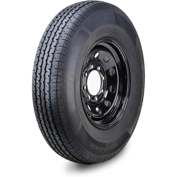 Free Country Trailer Tire Wheel Assembly ST225/90R16 14-Ply G 127L 8 Lug on 6.5" PCD Black Mod Rim