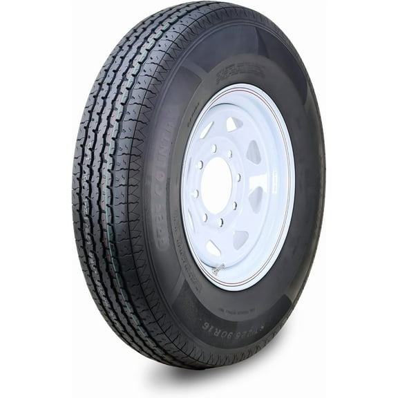 Free Country Trailer Tire Wheel Assembly ST225/90R16 14-Ply G 127L 8 Lug on 6.5" PCD White Spoke Rim