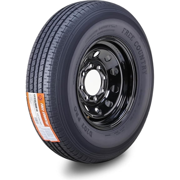 Free Country Wheel Assembly ST235/80R16 10-Ply E 124M 8 Lug on 6.5" PCD Black Mod Rim Trailer Tire