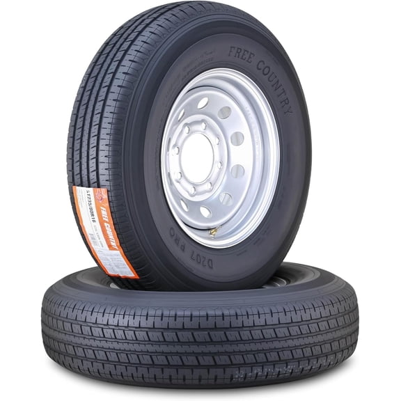 Free Country Trailer Tire Wheel Assembly ST235/80R16 10-Ply E 124M 8 Lug on 6.5" PCD Silver Mod Rim ,SET 2