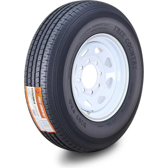 Free Country Trailer Tire Wheel Assembly ST235/80R16 10-Ply E 124M 8 Lug on 6.5" PCD White Spoke Rim