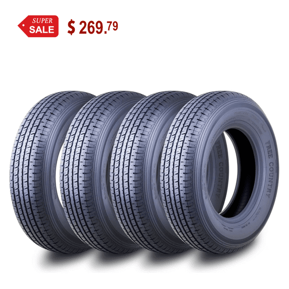 Free Country ST 205/75R15 8 Ply /Load Range D w/Scuff Guard Trailer Tires, Set of 4