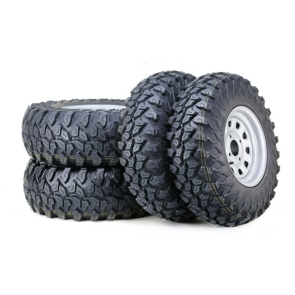 Free Country UTV Tire & wheel Set 25x8R12 25x10R12 Radial 8-Ply truck style with 4-110 PCD 5+2 Silver Mod Wheels