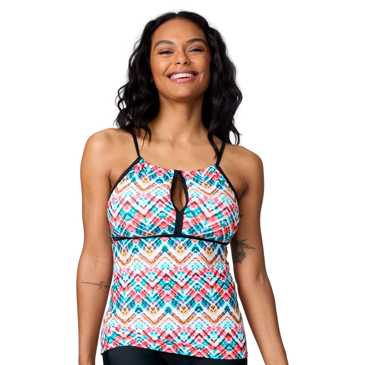 Free Country Women's 2-in-1 Keyhole Tankini Top Jadesea Zigzag Zest L ...