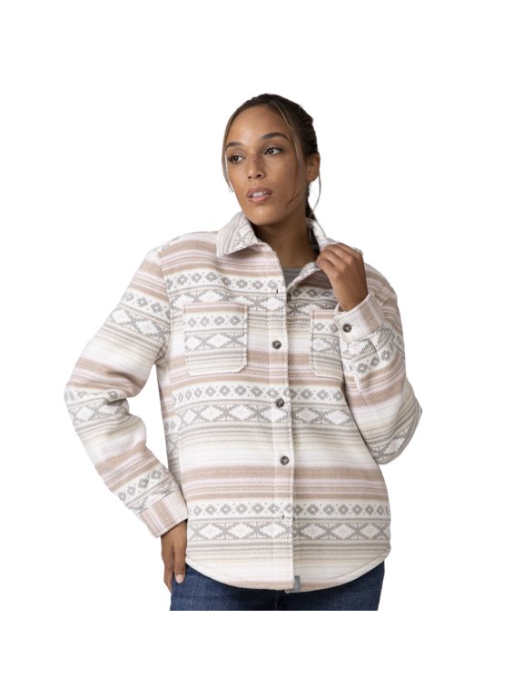 Women's Chill Out Fleece Shirt Jacket Blush Baja Stripe S