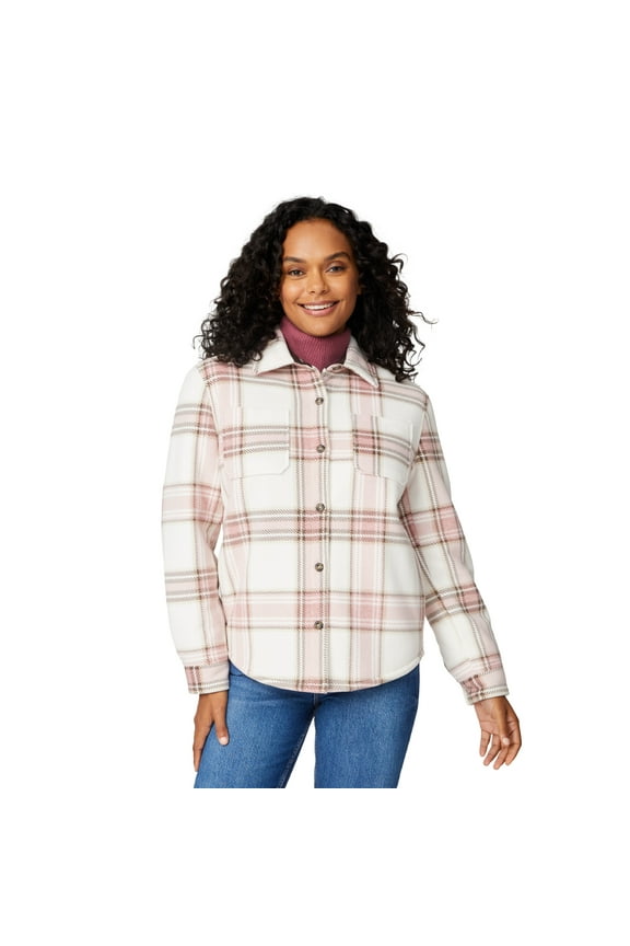 Women's Chill Out Fleece Shirt Jacket Primrose Plaid M