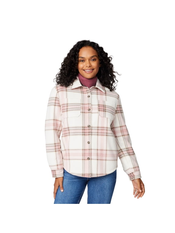 Women's Chill Out Fleece Shirt Jacket Primrose Plaid S
