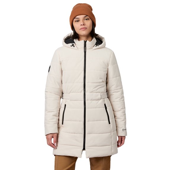 Free Country Women's Cirrus Quilted Long Puffer Jacket Bisque M