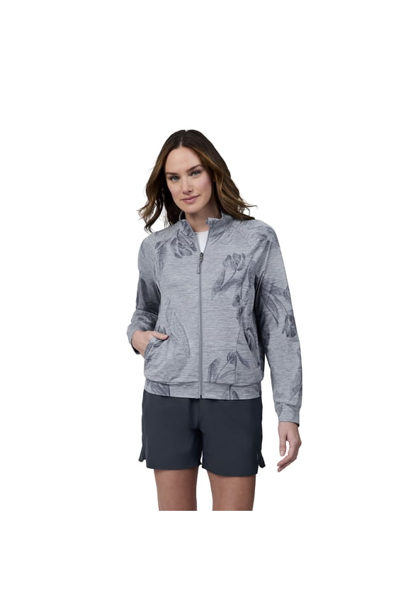 Women's Cloud Knit Zip Mock Neck Medium Grey Tulips L