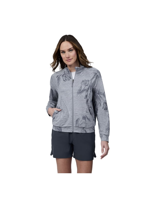 Women's Cloud Knit Zip Mock Neck Medium Grey Tulips M